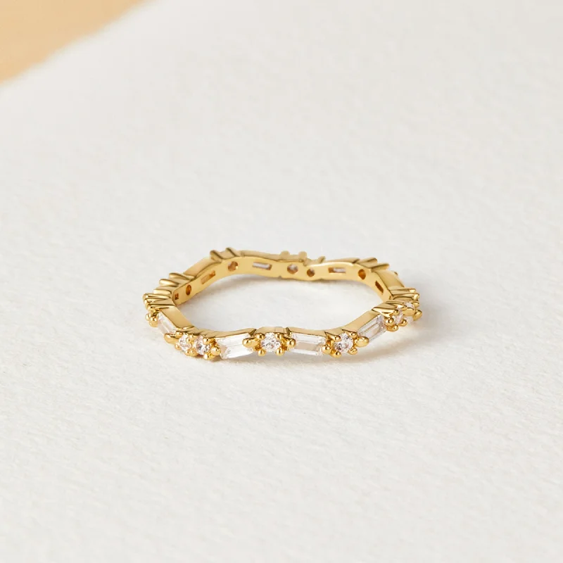 Amara Golden Baguette Crystal Ring