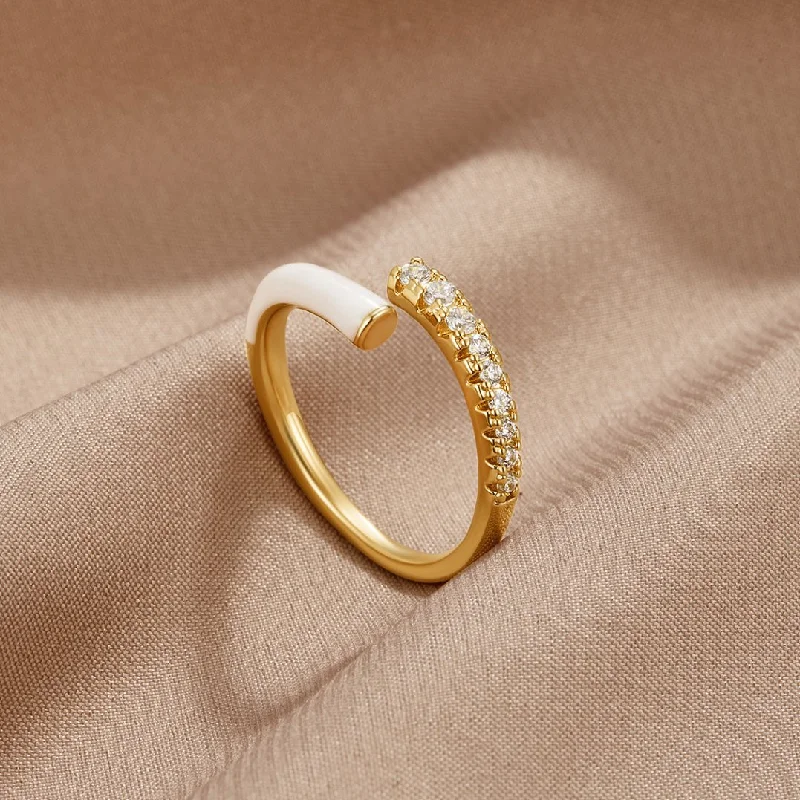 Arya Gold & White Shell Wrap Ring