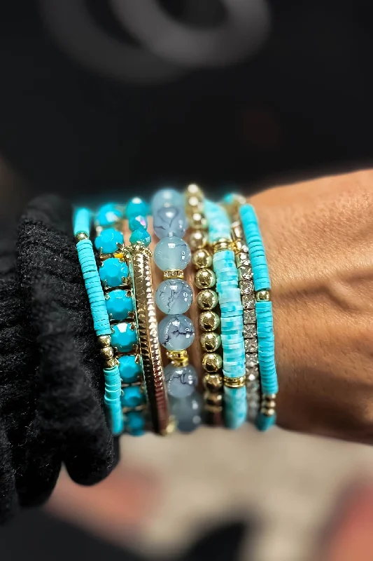 Atta Eight Piece Turquoise Bracelet Set