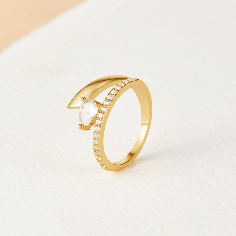 Audrey Teardrop Crystal Wrap Ring