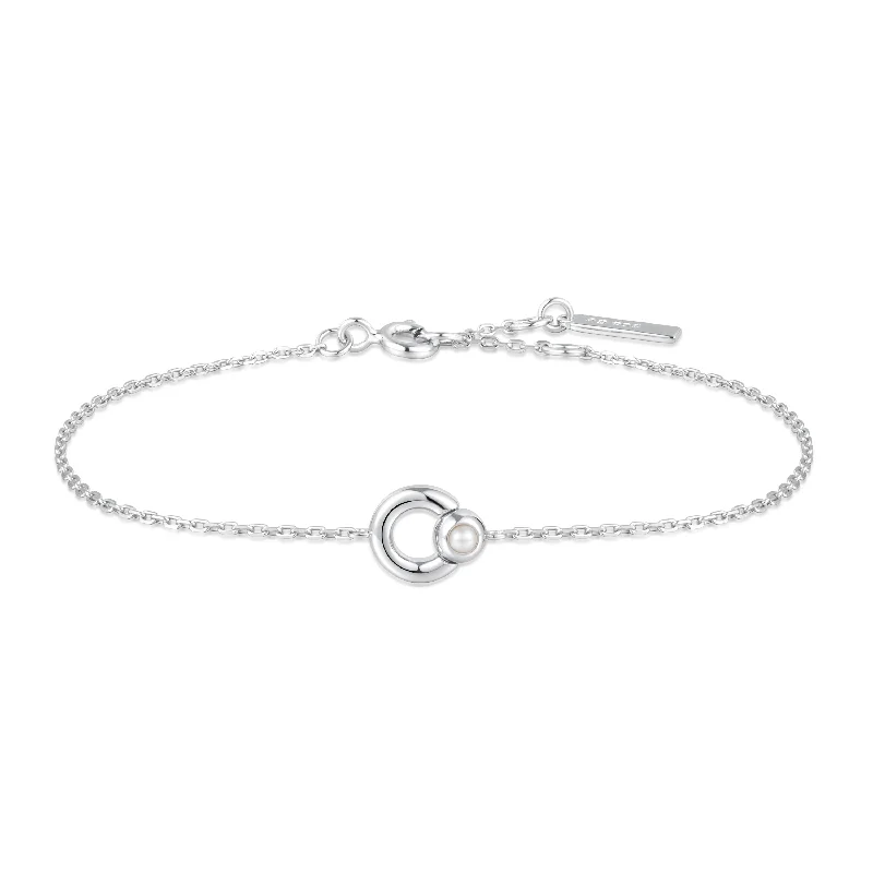 Silver Hoop Freshwater Pearl Bracelet