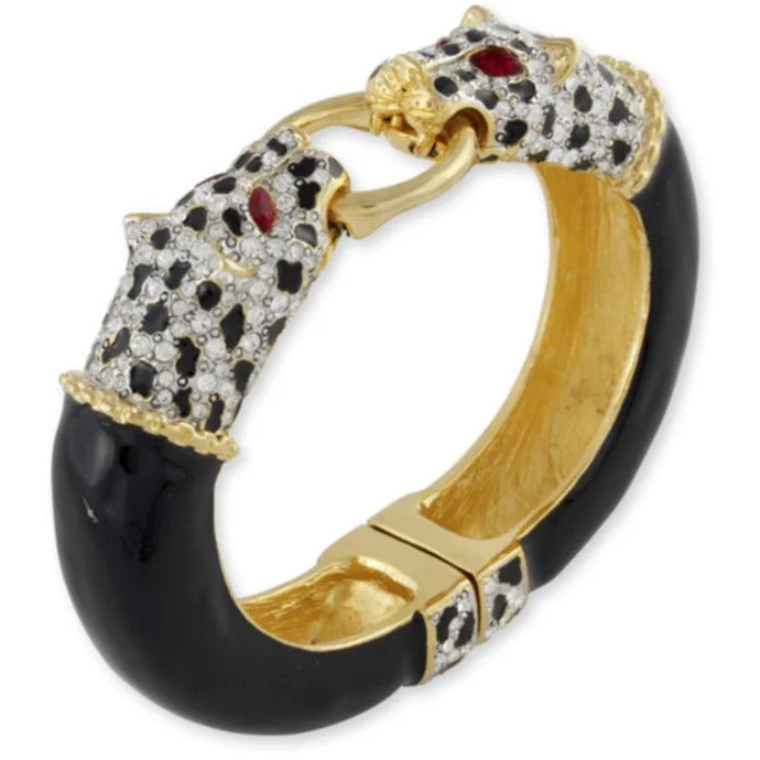 Black Crystal Leopard Bangle