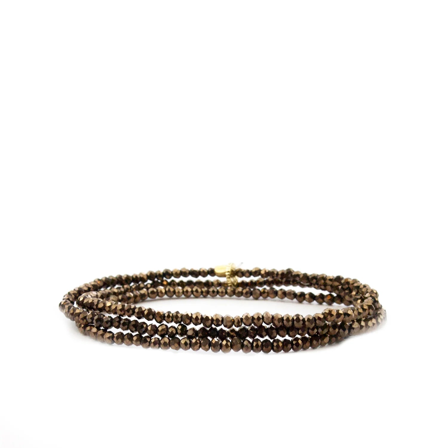 Crystal Beaded Stretch Bracelet - Bronze