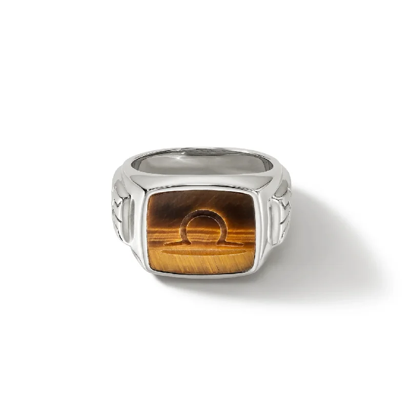 Brown Tiger Eye Carved Signet Ring