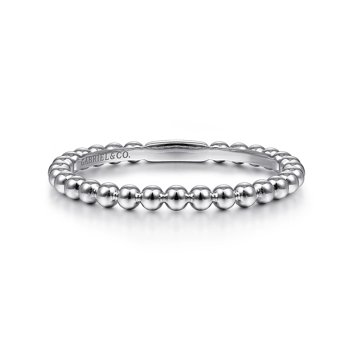 Bujukan Beaded Stackable Ring in 14K White Gold