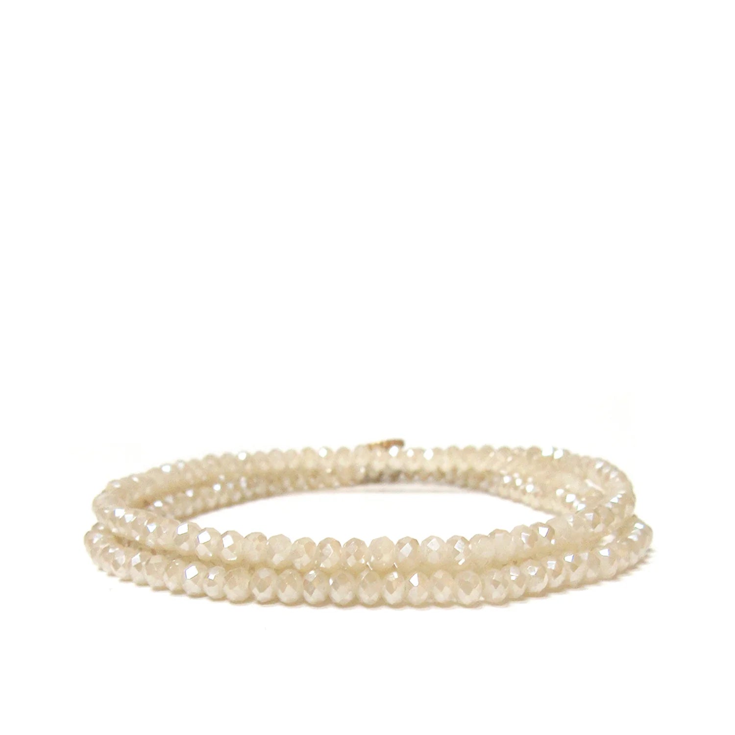 Crystal Beaded Stretch Bracelet - Champagne