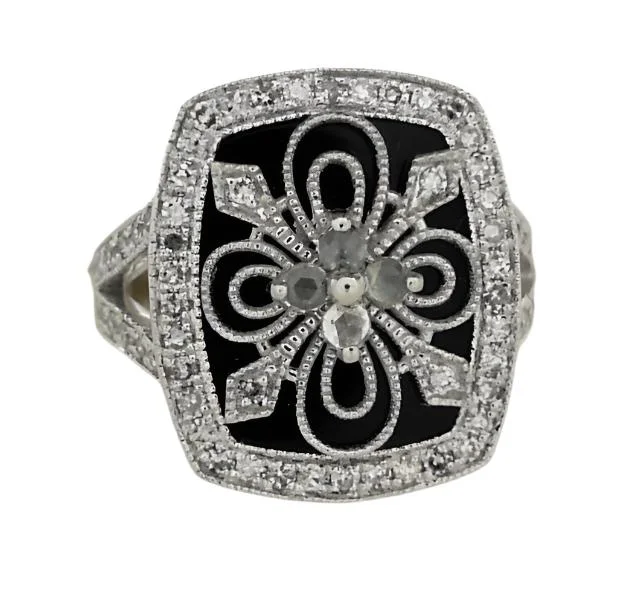 Onyx Filigree Ring