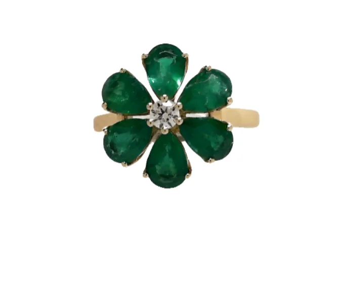 Emerald Floral Ring