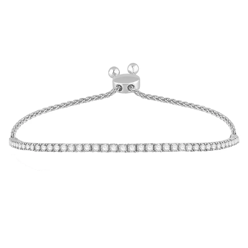 1.50 cttw Diamond Bolo Tennis Bracelet in 14k