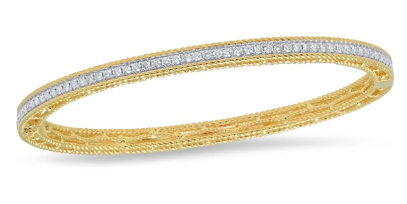 .83cttw Diamond Fashion Beaded bangle bracelet in 14k Rose Gold