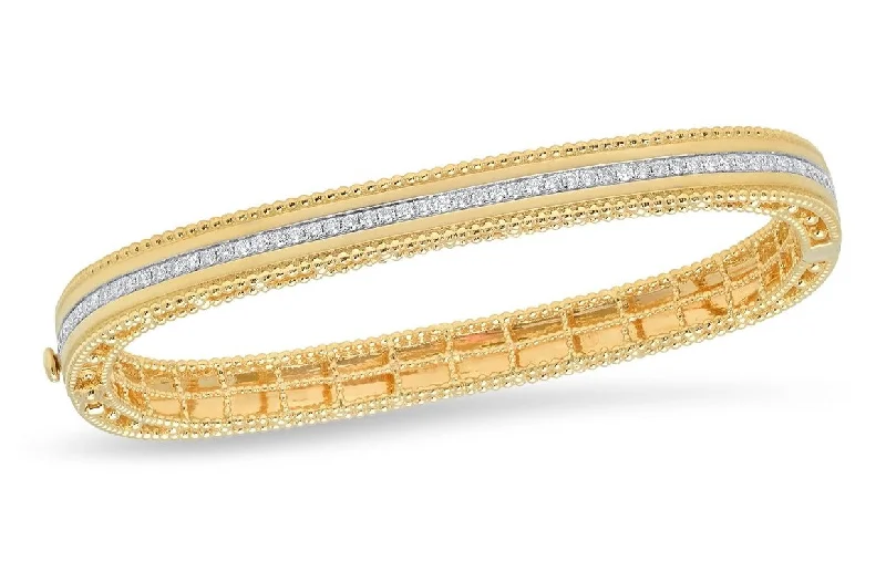 .65cttw Diamond Satin Finish bangle bracelet in 14k Yellow Gold