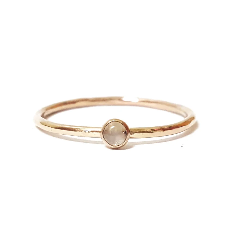 Mini Moonstone Stacking Ring in Gold