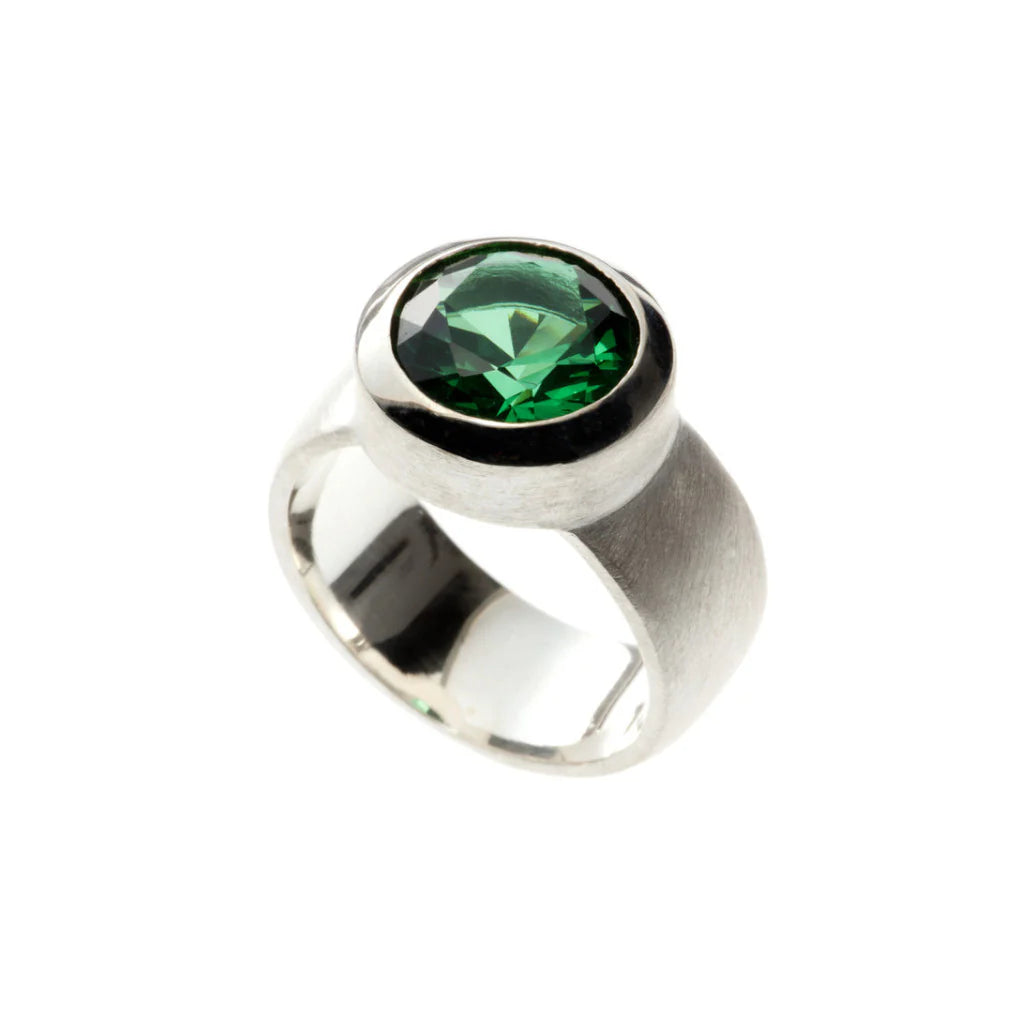 Silver Green Topaz Ring