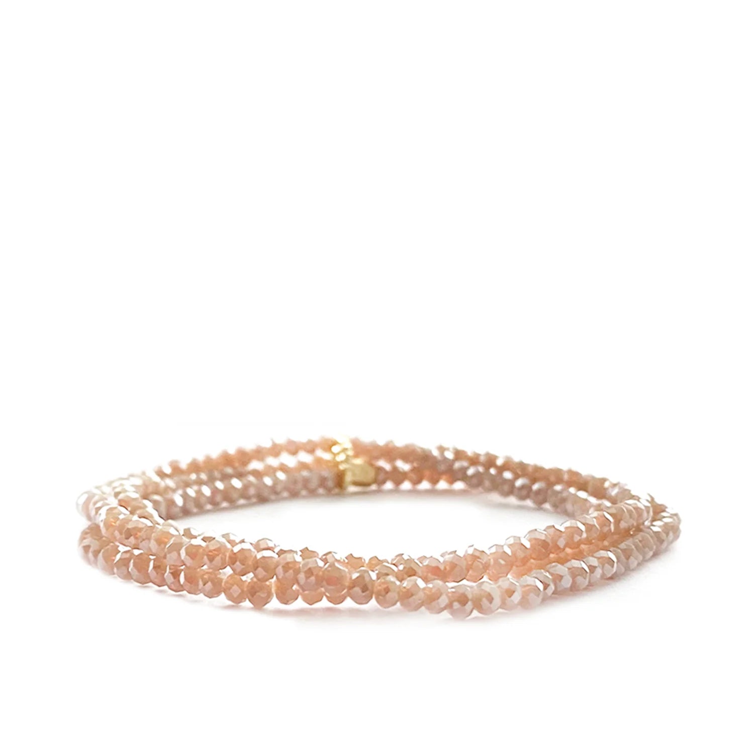 Crystal Beaded Stretch Bracelet - Taupe