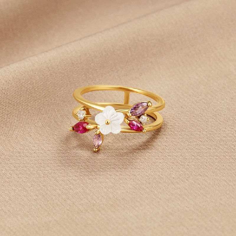 Crystal Blossom Layered Ring