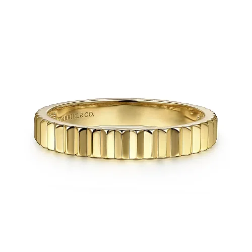 Diamond Cut Stackable Ring in 14K Yellow Gold