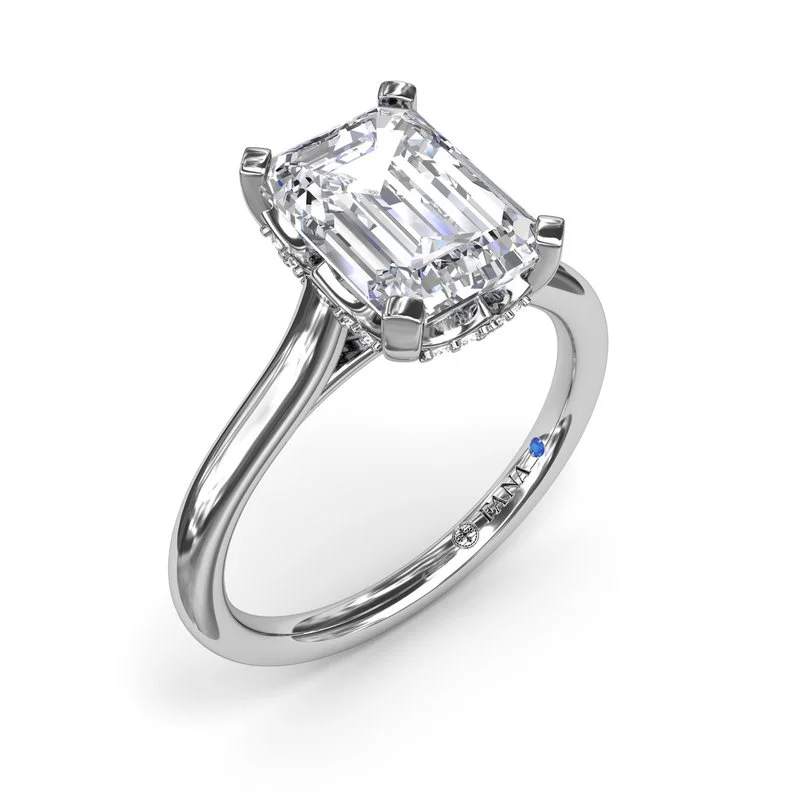 Diamond Emerald Cut Engagement Ring in 14K White Gold