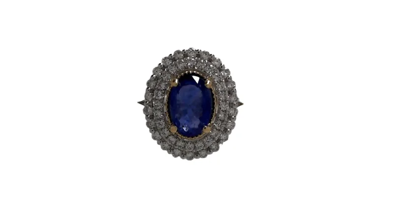 Sapphire and Diamond Bezel Ring