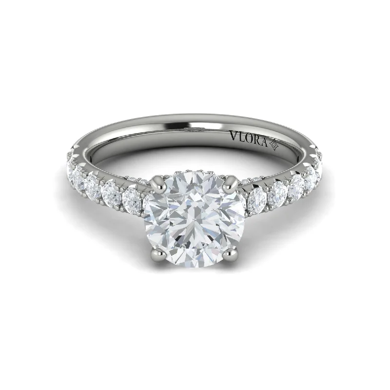 Diamond Hidden Halo Airline Engagement Ring in 14K White Gold