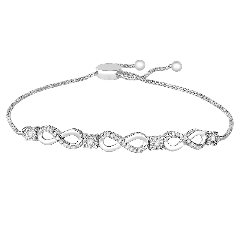 Diamond Infinite Bolo Bracelet in Sterling Silver