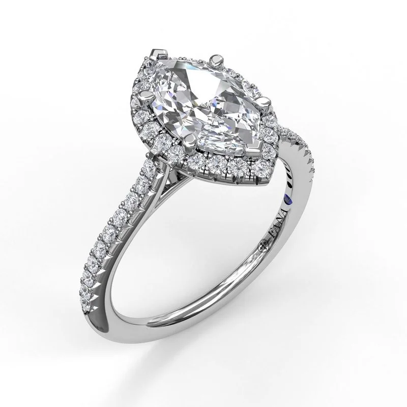 Diamond Marquise Halo Engagement Ring in 14K White Gold