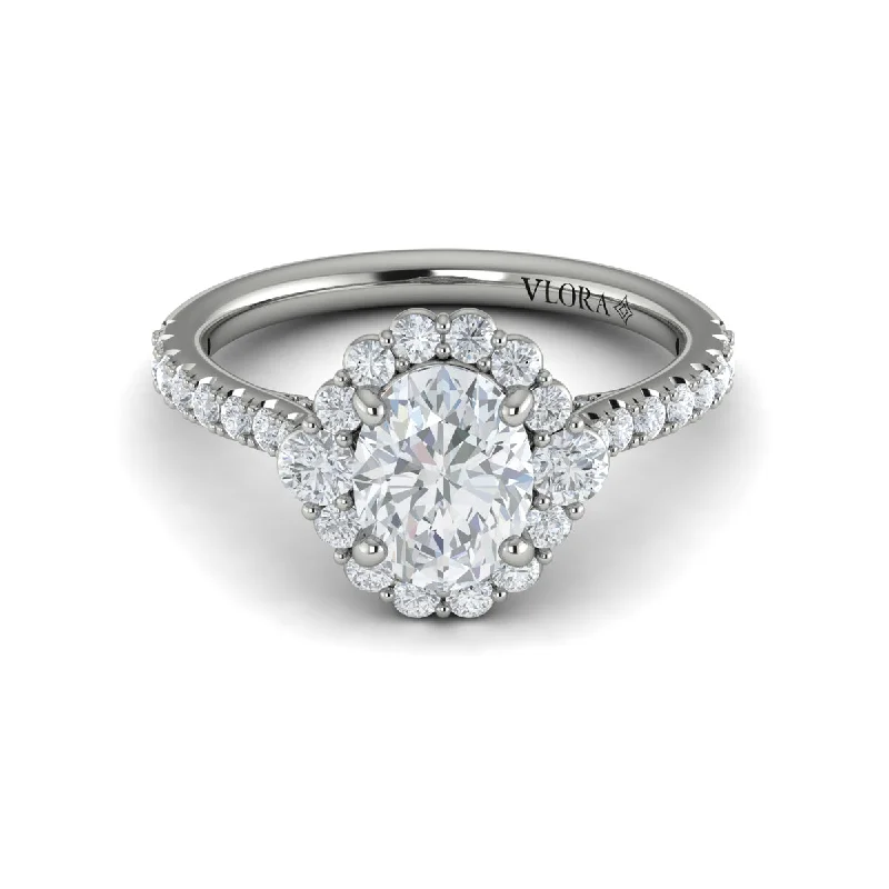 Diamond Oval Halo Engagement Ring in 14K White Gold