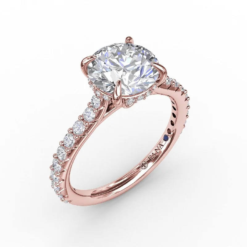 Diamond Round Engagement Ring in 14K Rose Gold