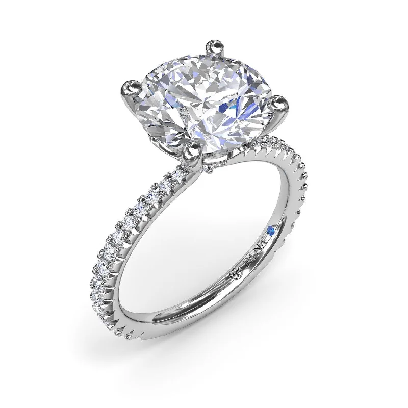 Diamond Round Engagement Ring in 14K White Gold