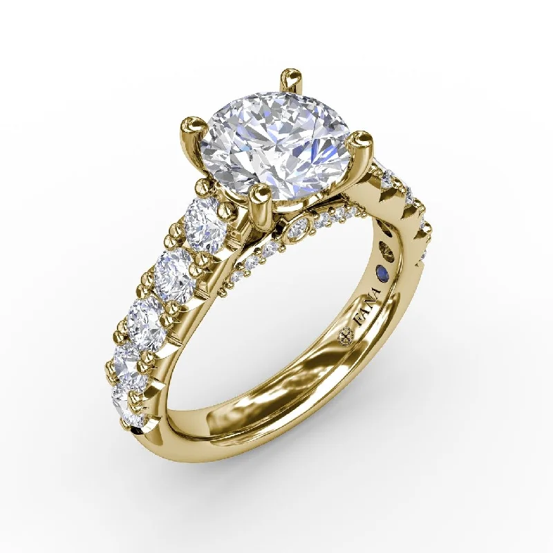 Diamond Round Engagement Ring in 14K Yellow Gold