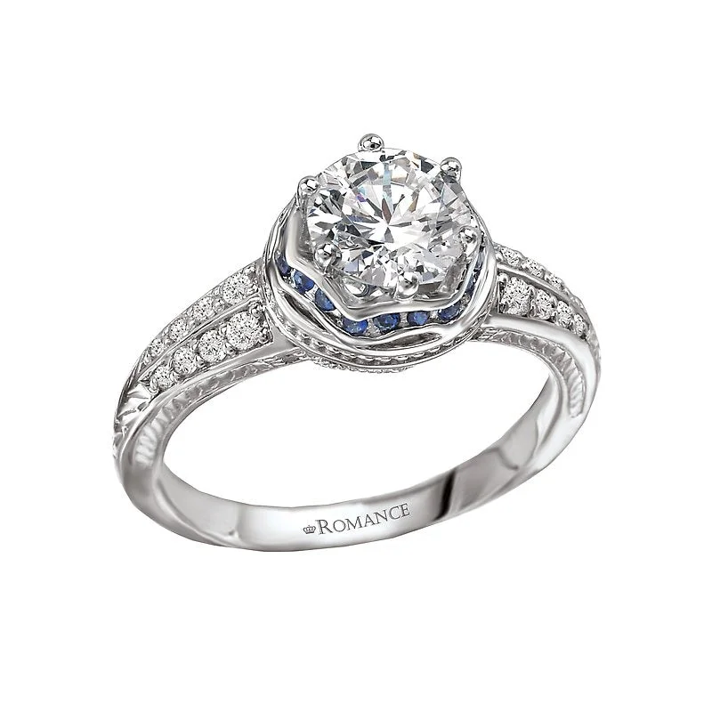 Diamond and Sapphire Semi Mount Engagement Ring