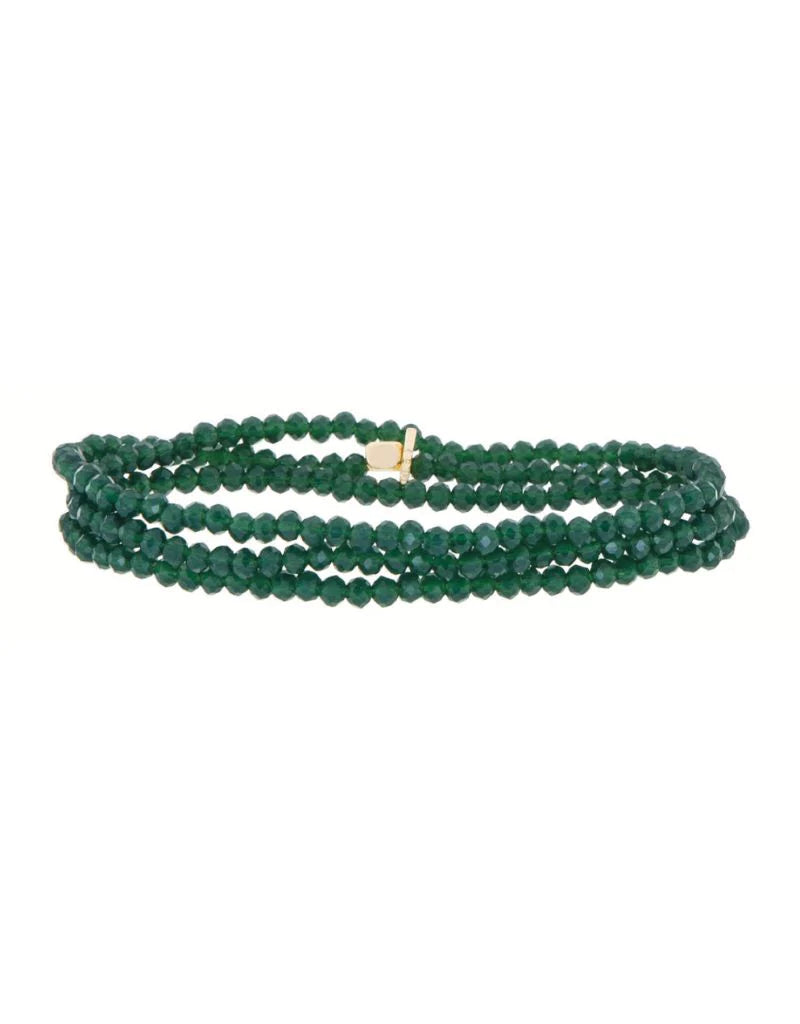 Crystal Beaded Stretch Bracelet - Emerald