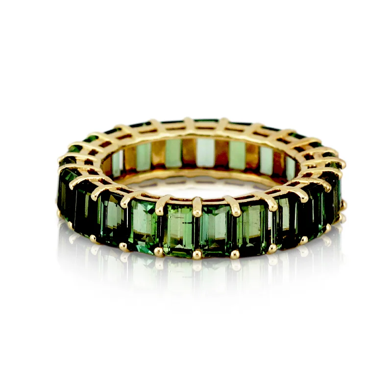 Green Tourmaline Rect. Ring In 18K Yellow Gold