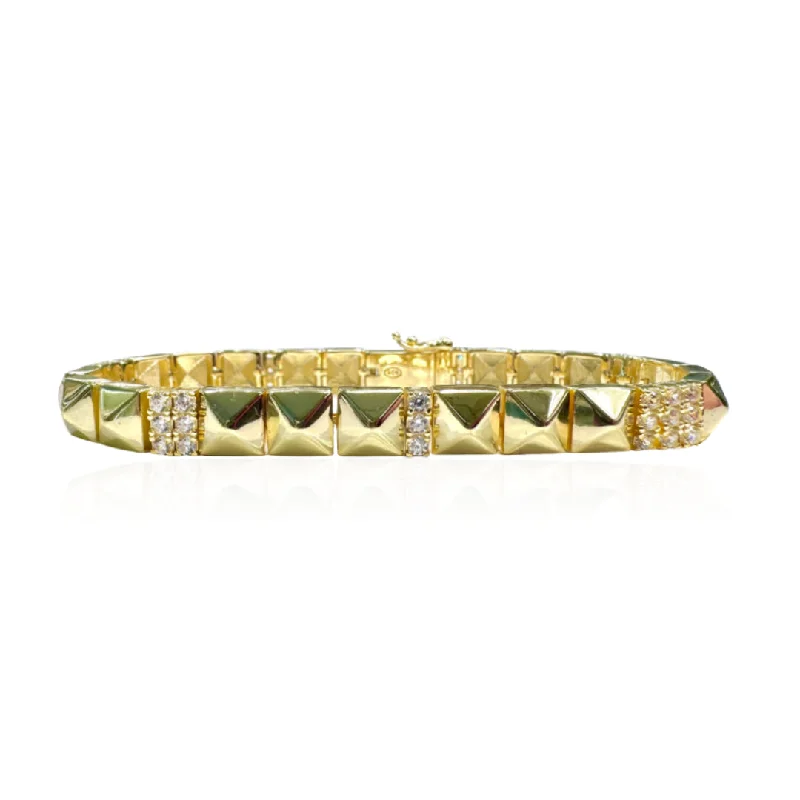 Gold Plated Valentino Style Bracelet with CZ Stones