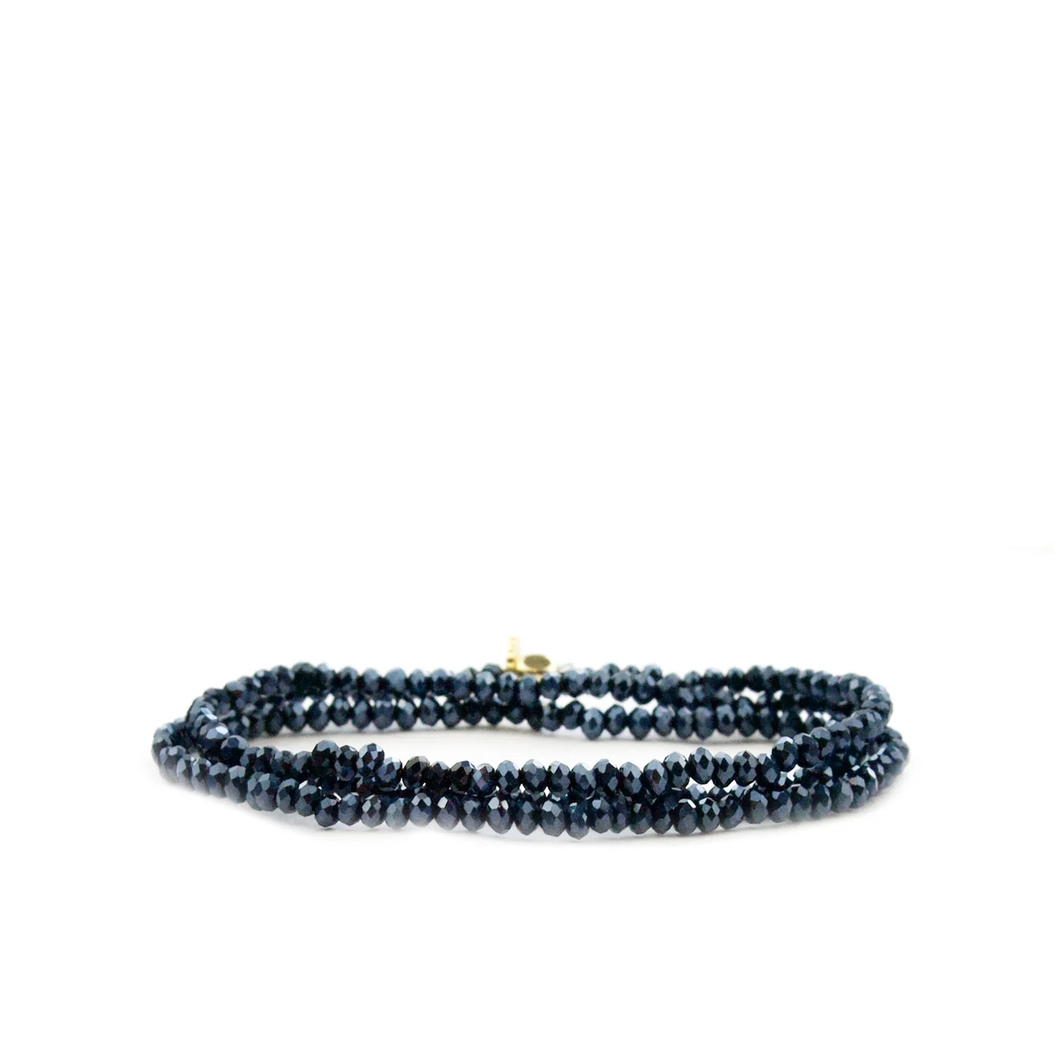 Crystal Beaded Stretch Bracelet - Hematite