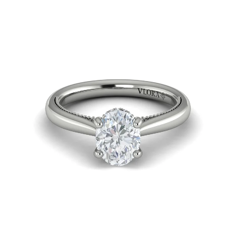 Hidden Halo Engagement Ring in 14K White Gold