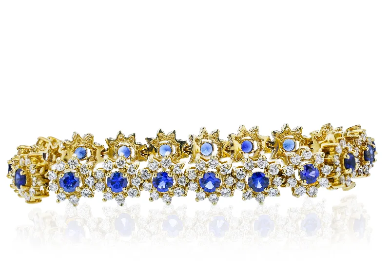 JULEVE 14KT YELLOW GOLD 5.54CTW DIAMOND & 5.53CTW SAPPHIRE BRACELET