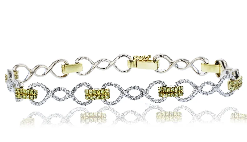 JULEVE 18KT GOLD 1.17CTW DIAMOND & 0.53CTW YELLOW DIAMOND BRACELET