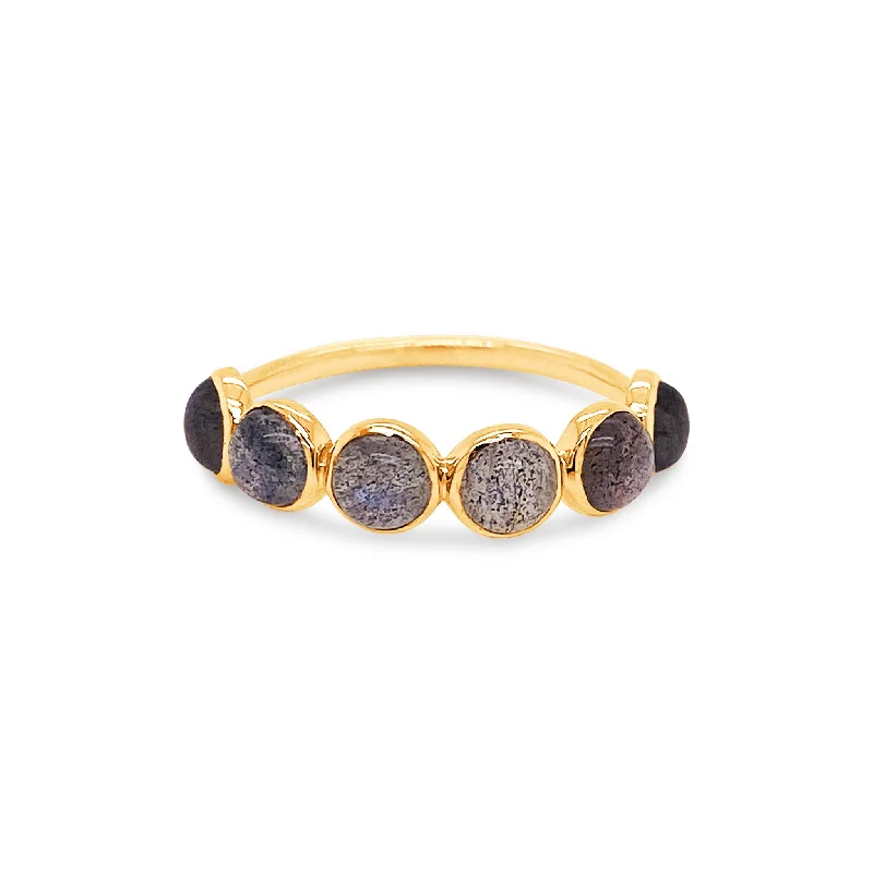 Labradorite Round Ring In 18K Yellow Gold