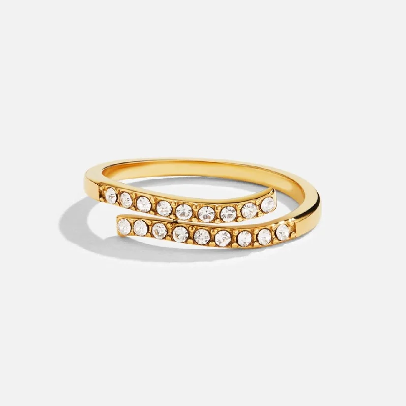 Layered Gold & Crystal Wrap Ring