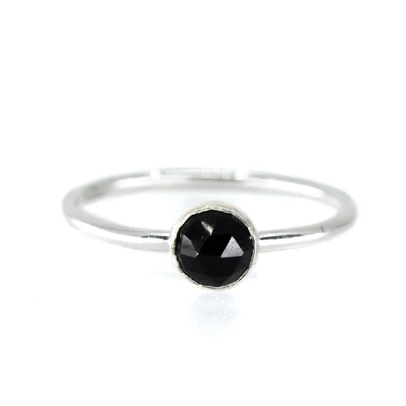 Medium Onyx Stacking Ring in Sterling Silver