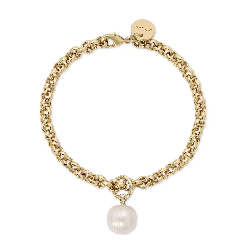 Micro Royal Chain With Pearl Charm Bracelet