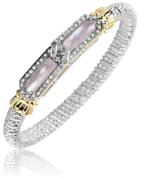 Pink Mother of Pearl & Diamond Stackable Bangle Bracelet