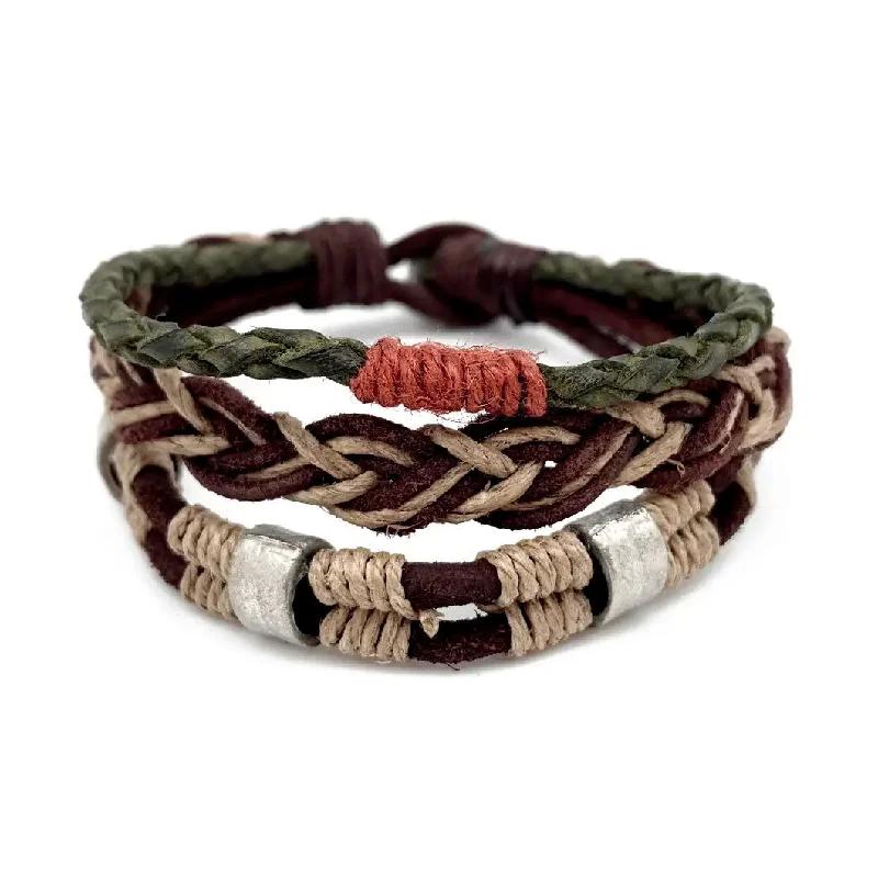 Multi-strand Leather Bracelet  - Braid, India