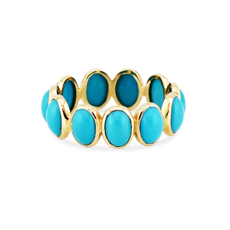 Turquoise Oval Ring In 18K Yellow Gold