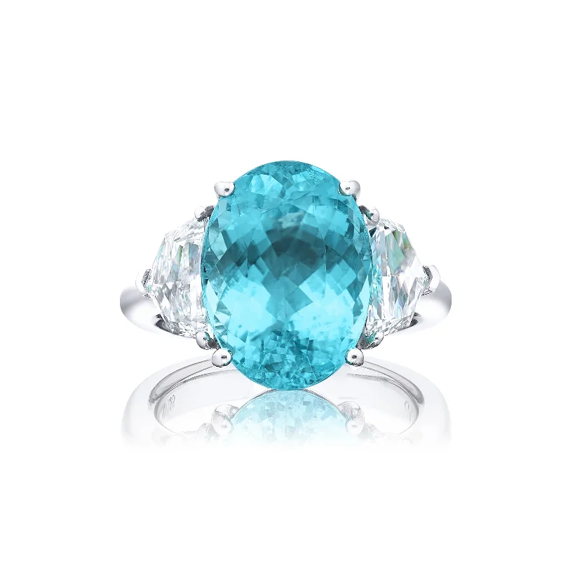 Paraiba and Diamond Platinum Ring