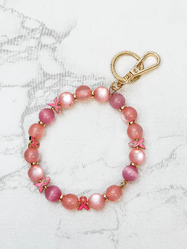 Pink Ribbon Key Ring Bangle