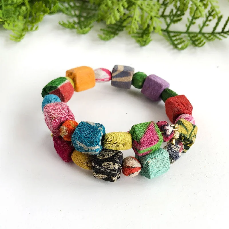 Recycled Sari Overlap Bracelet, India