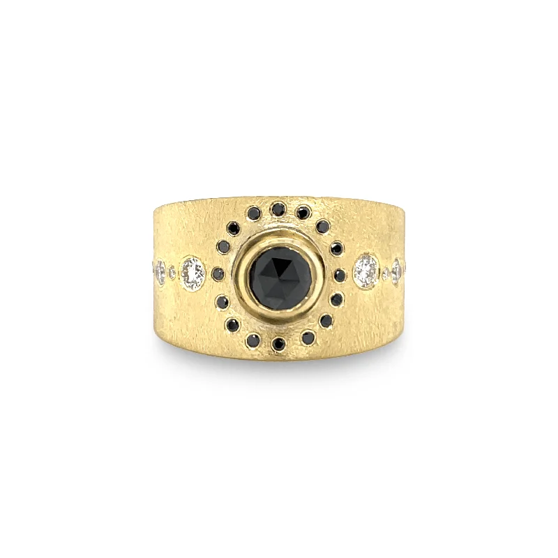 Yellow Gold Black Diamond Band Ring