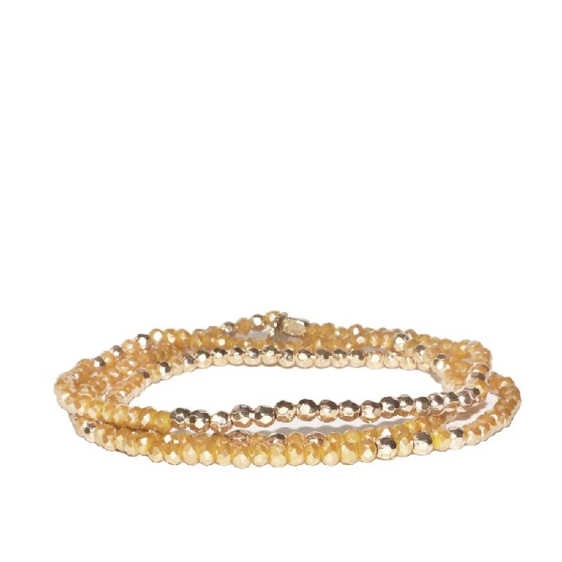 Crystal Beaded Stretch Bracelet - Saffron