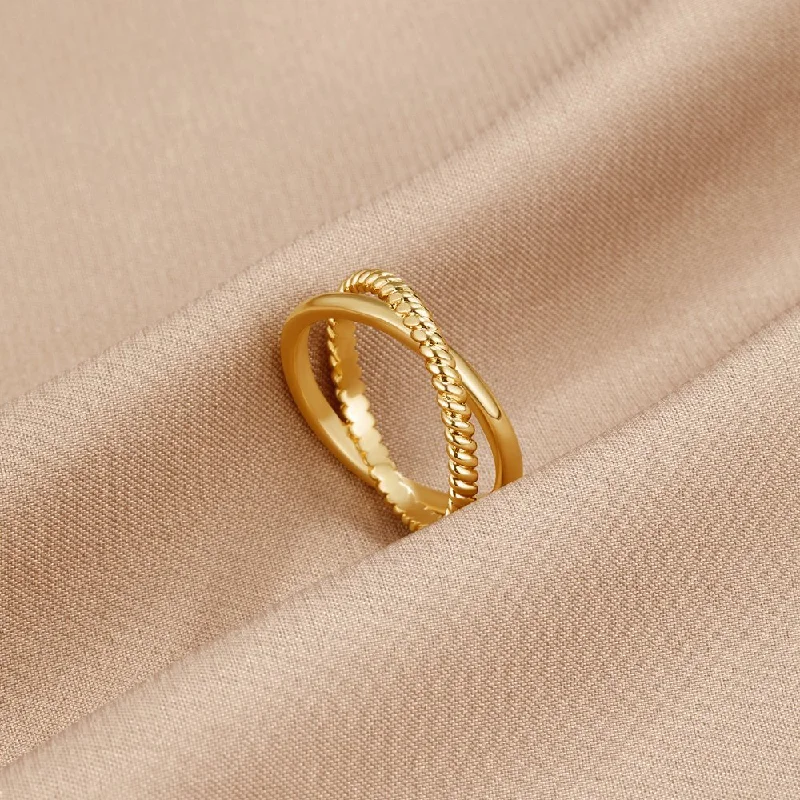 Serena Gold Crossed Ring